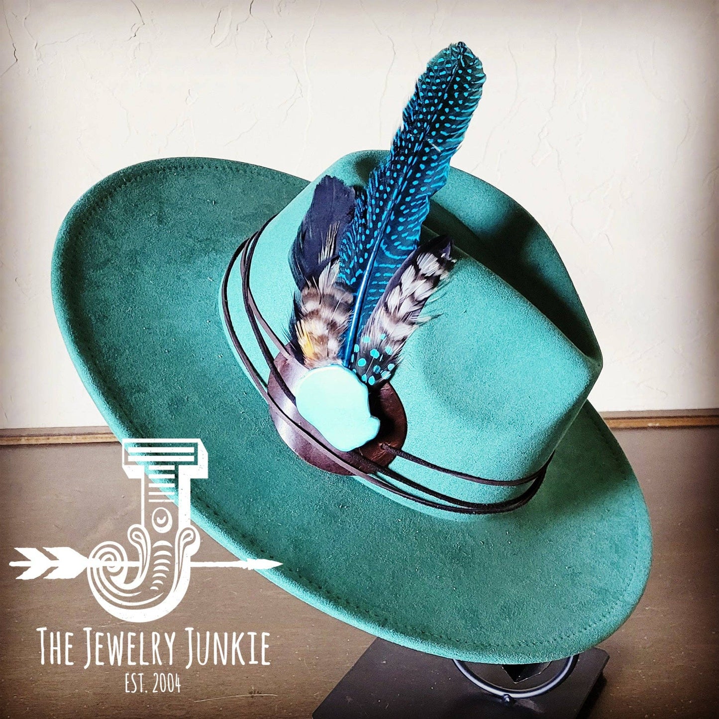 Boho Western Hat w/ Choice of Turquoise Hat Accent-Sage 981h
