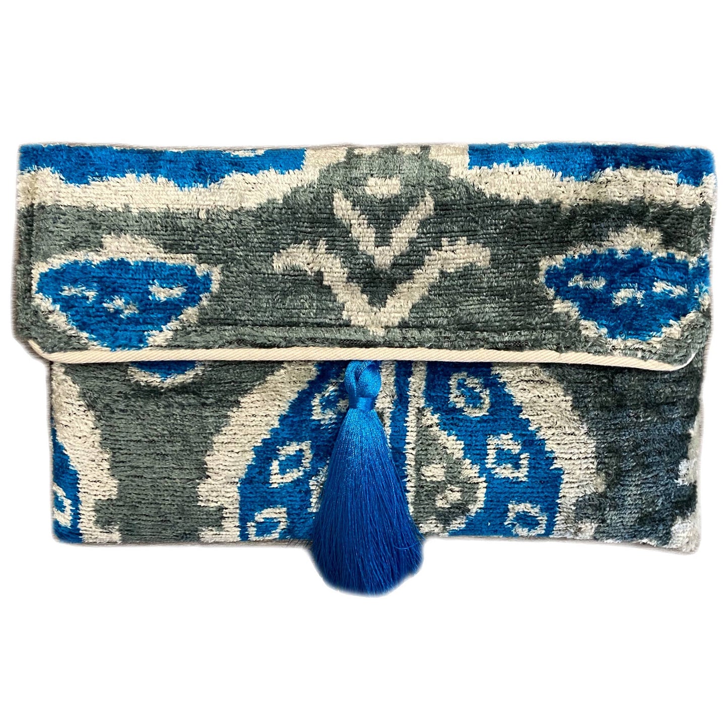 Ikat Assorted Velvet Clutch/Crossbody Bag: Wild Orchid