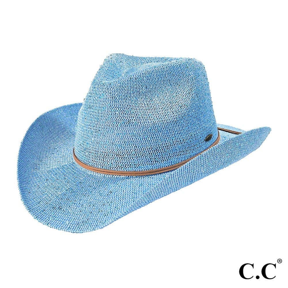 CBC03 C.C Brand Sequin detailing Cowboy hat with suede trim