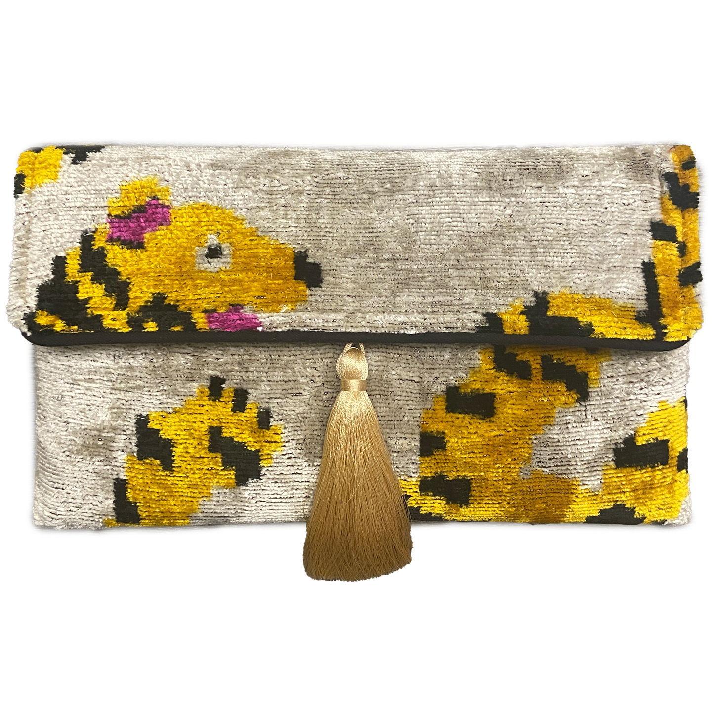 Ikat Assorted Velvet Clutch/Crossbody Bag: Wild Orchid