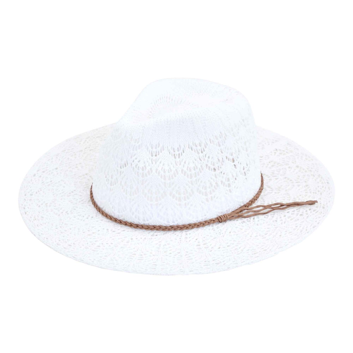 KP013 Horseshoe Lace With Braided Suede Trim Panama Hat