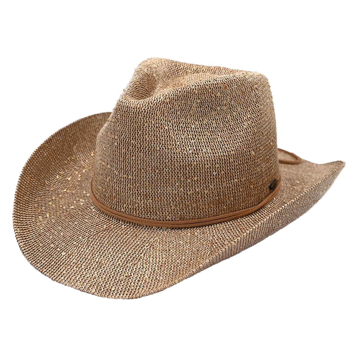 CBC03 C.C Brand Sequin detailing Cowboy hat with suede trim