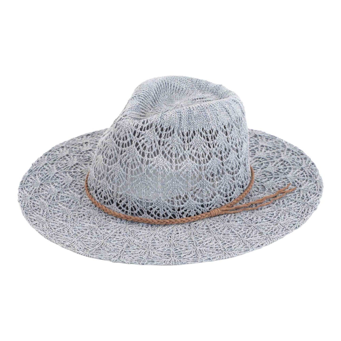 KP013 Horseshoe Lace With Braided Suede Trim Panama Hat