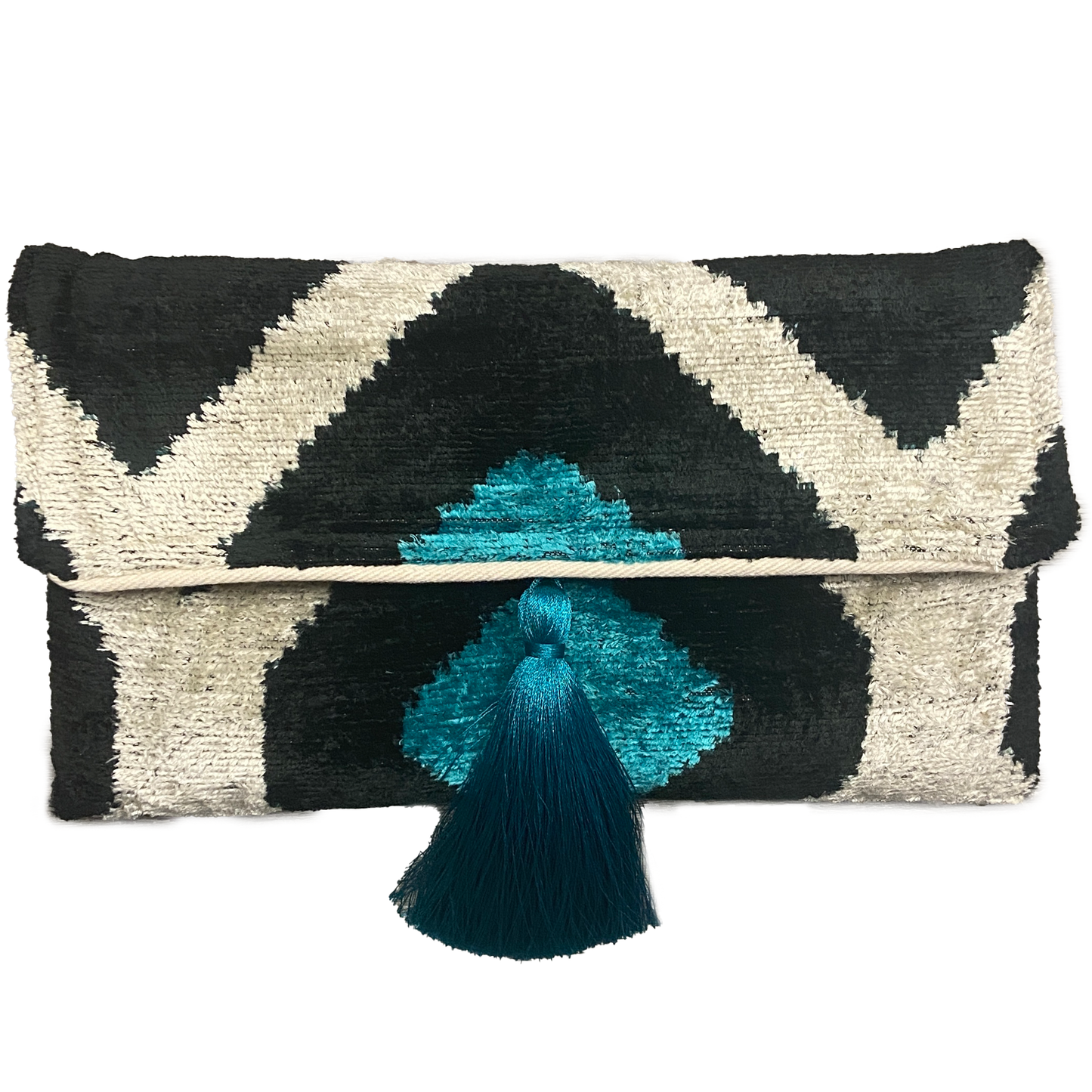 Ikat Assorted Velvet Clutch/Crossbody Bag: Wild Orchid