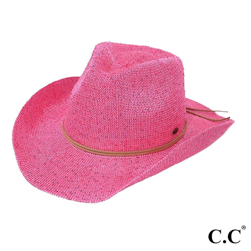 CBC03 C.C Brand Sequin detailing Cowboy hat with suede trim