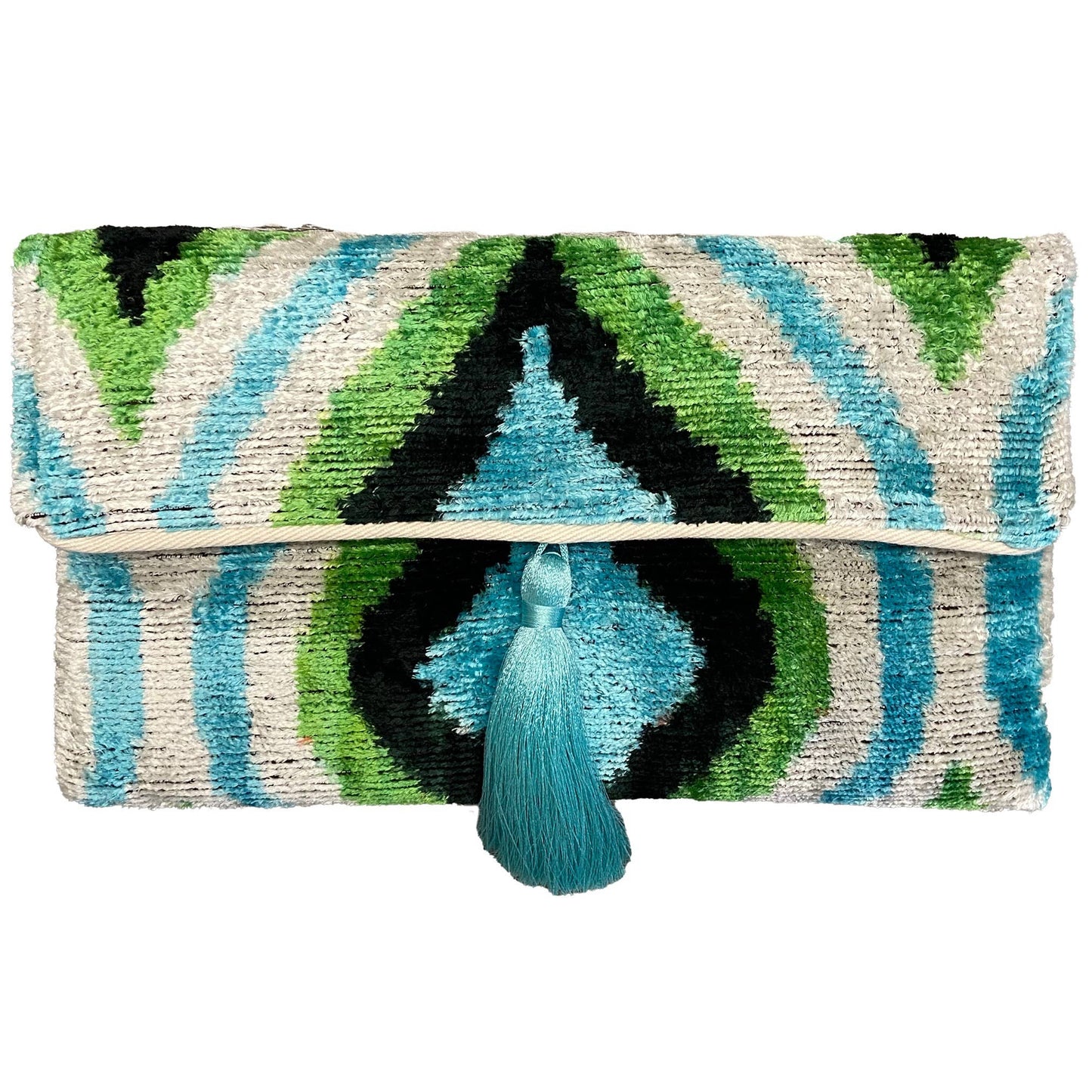 Ikat Assorted Velvet Clutch/Crossbody Bag: Wild Orchid