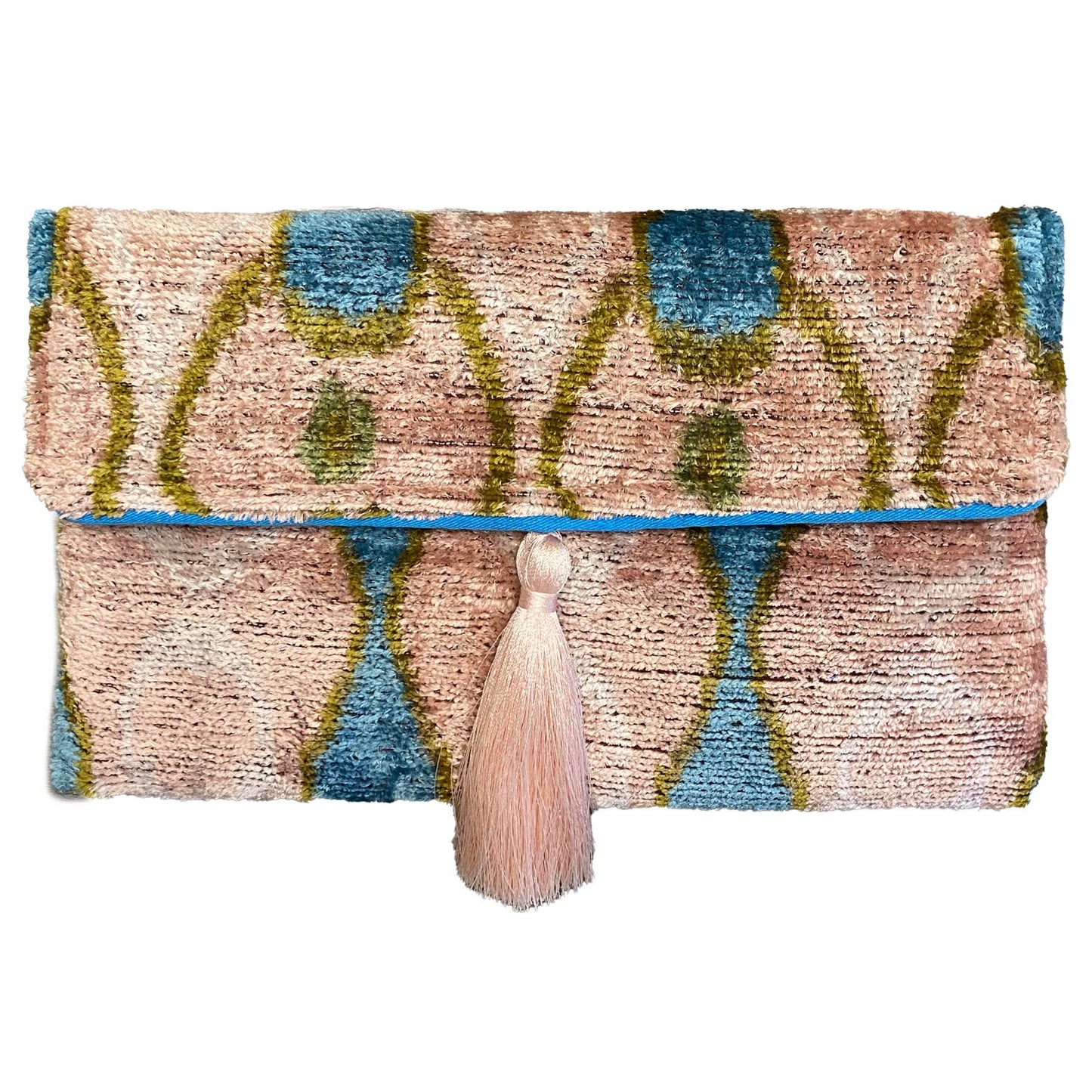 Ikat Assorted Velvet Clutch/Crossbody Bag: Wild Orchid