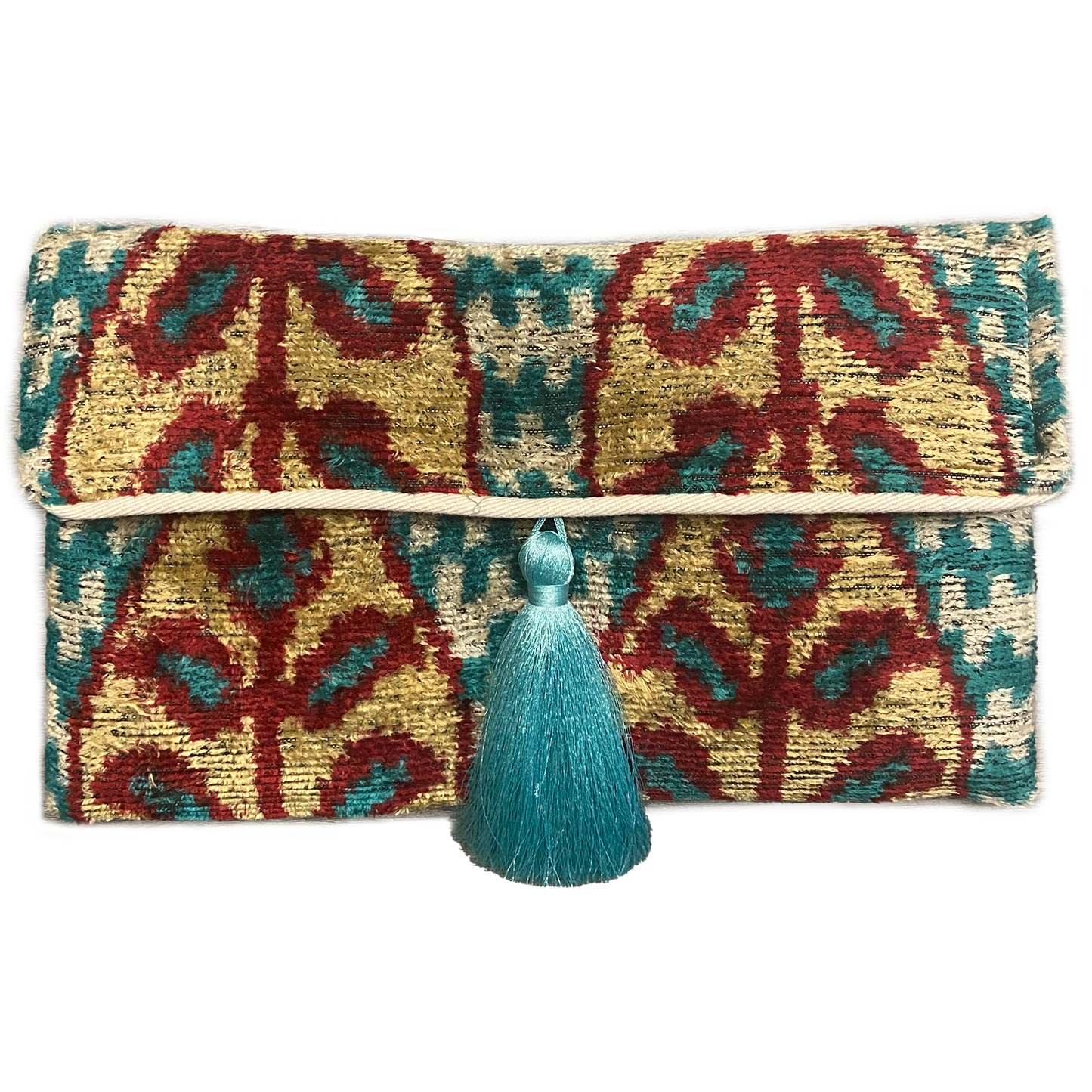 Ikat Assorted Velvet Clutch/Crossbody Bag: Wild Orchid