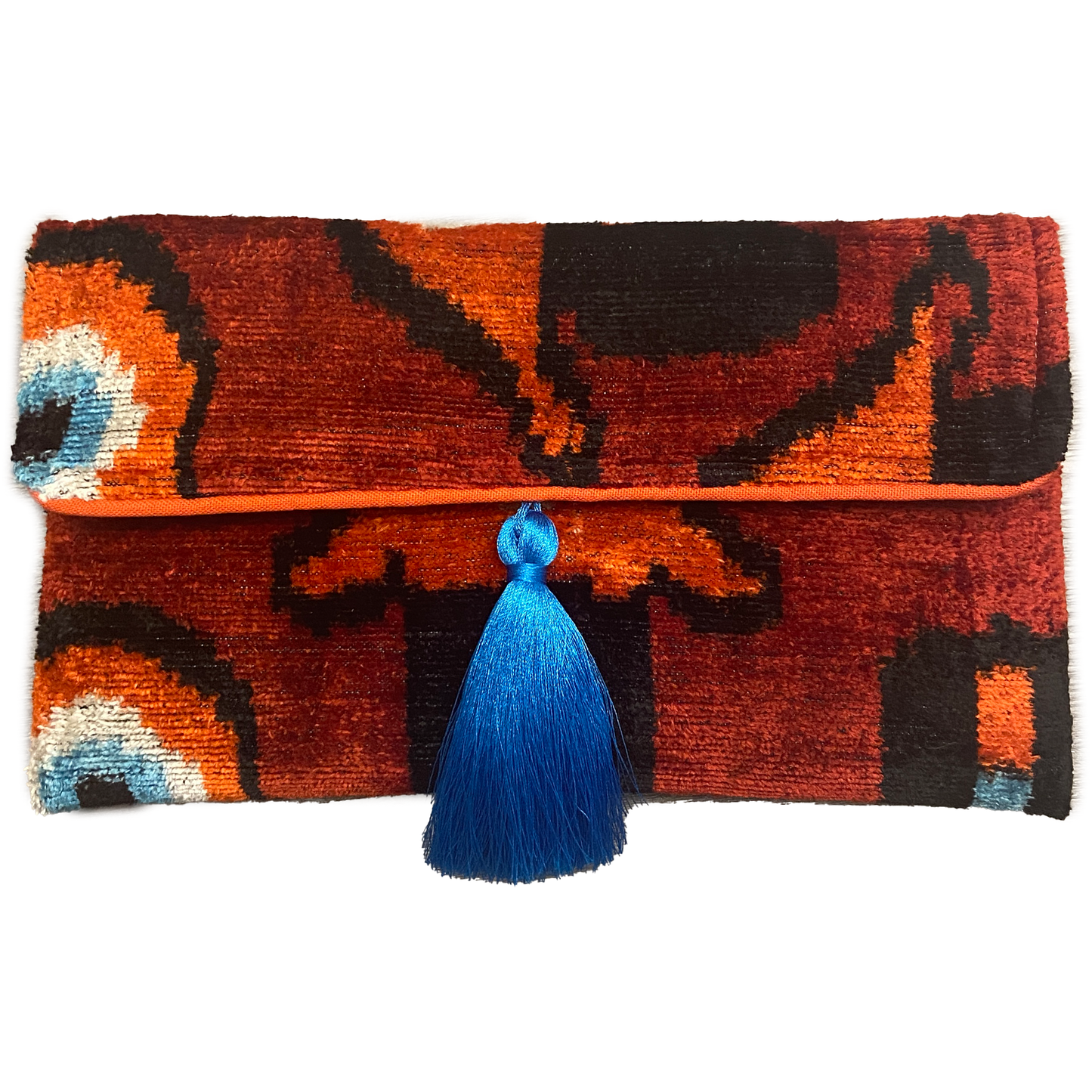 Ikat Assorted Velvet Clutch/Crossbody Bag: Wild Orchid