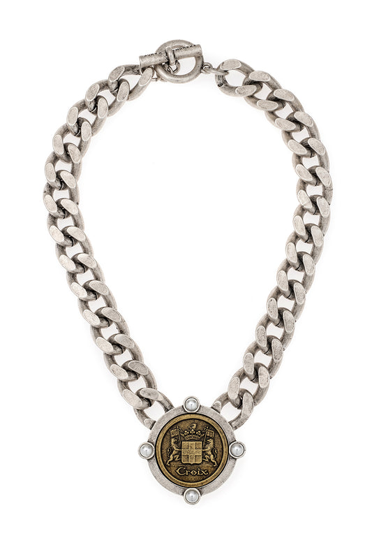 BEVEL CHAIN WITH CROIX MEDALLION