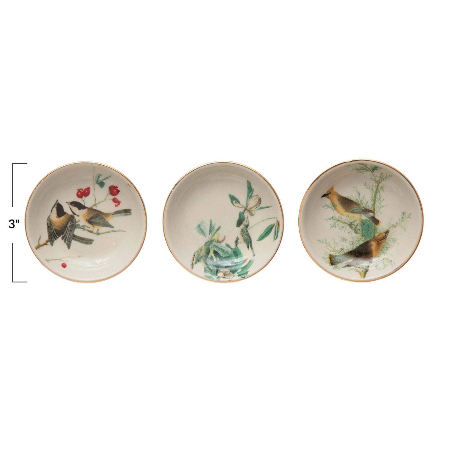 Plate with Vintage Reproduction Birds Image, 3 Styles