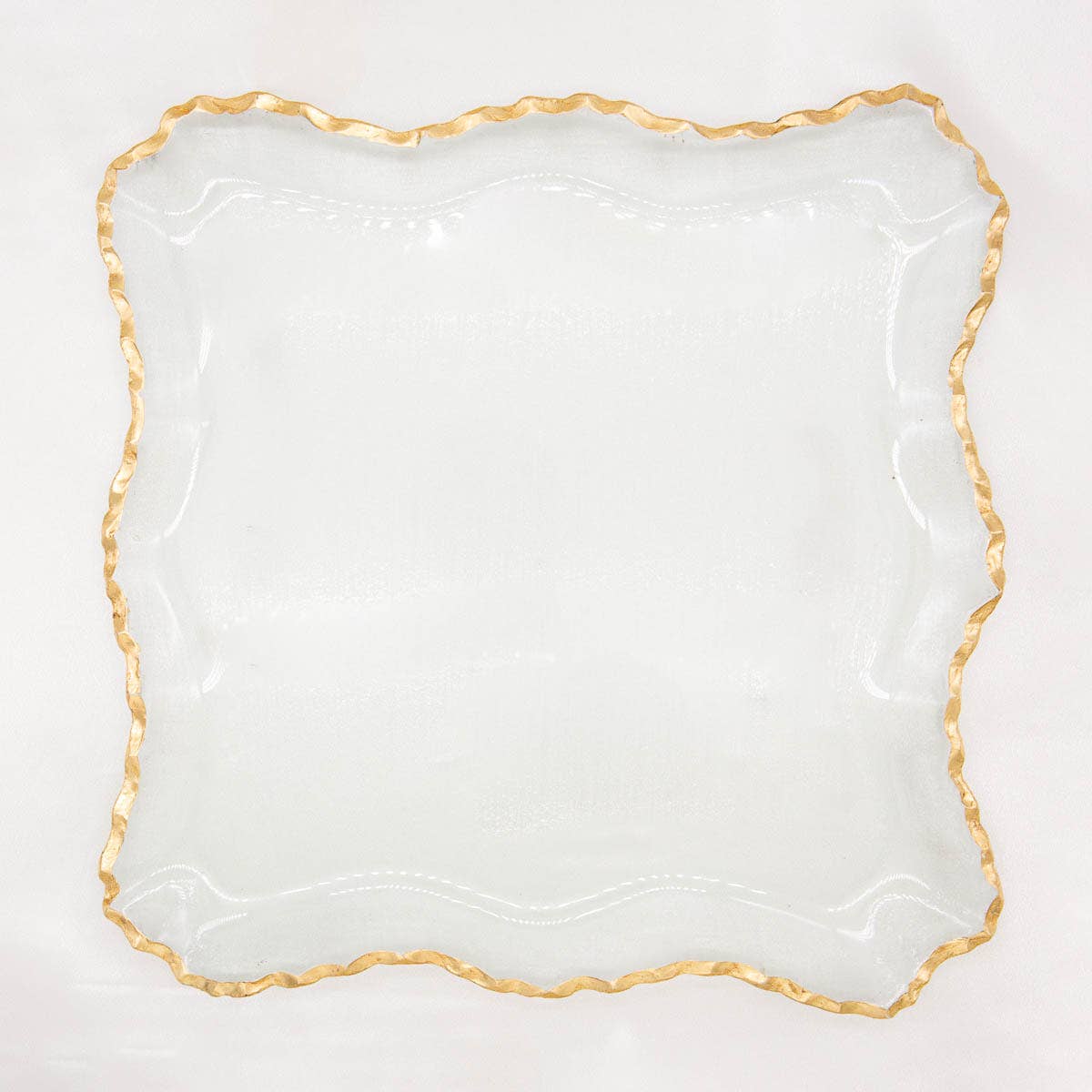 Montague Square Serving Tray   Clear/Gold   12x12