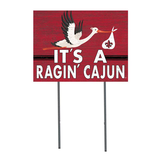 18x24 Lawn Stork Louisiana State Lafayette Ragin Cajuns