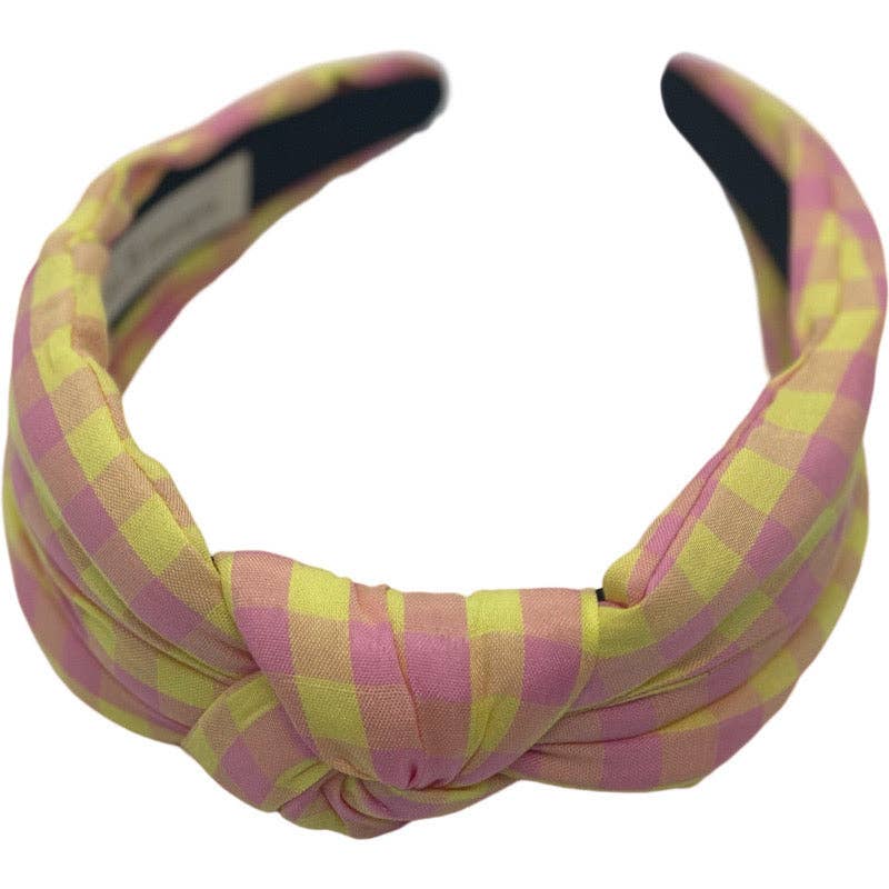Yellow & Pink Check Headband