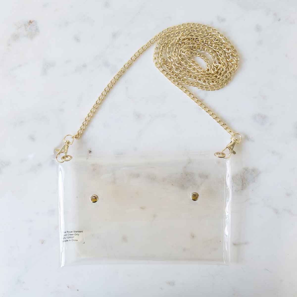 Envelope Clear Crossbody   Clear/Gold   8.5x5.5