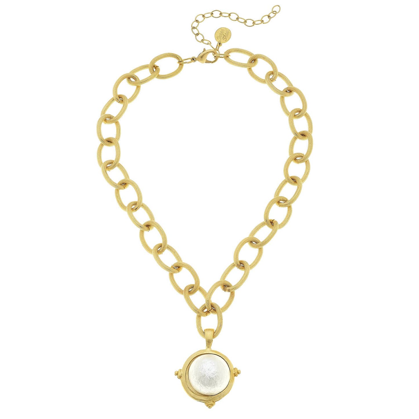 Cotton Pearl on Handcast Gold Chain Necklace