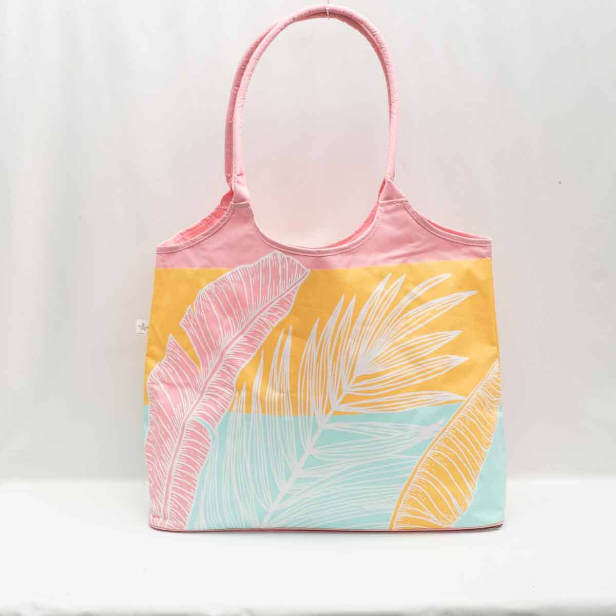 Delmare Palm Beach Bag    Sky/Sunburst/Light Pink   20x16x8