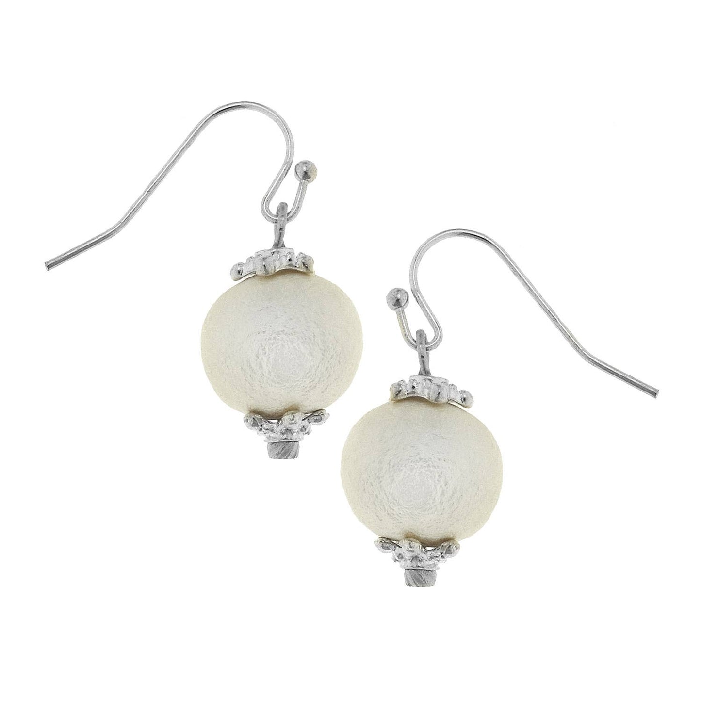 Silver with Small Cotton Pearl Earrings
