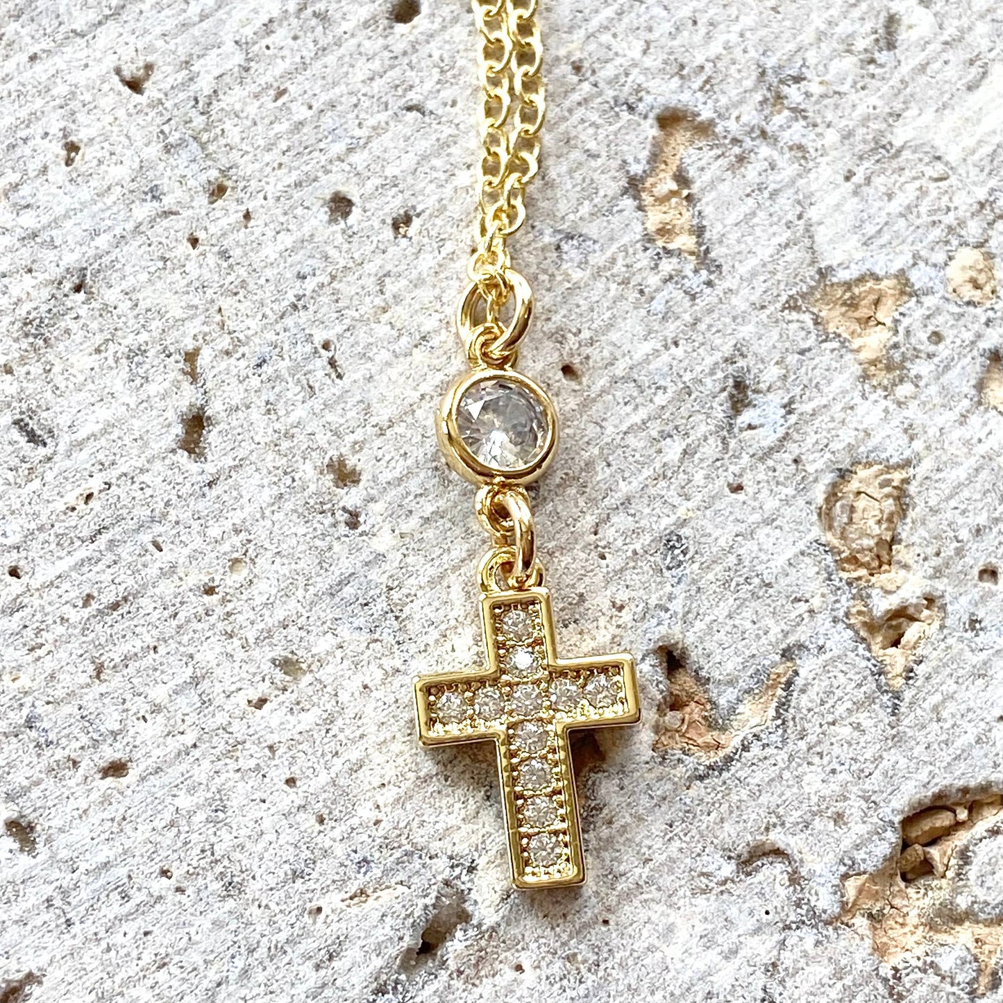 Gold cross crystal earrings Religious  jewelry church
