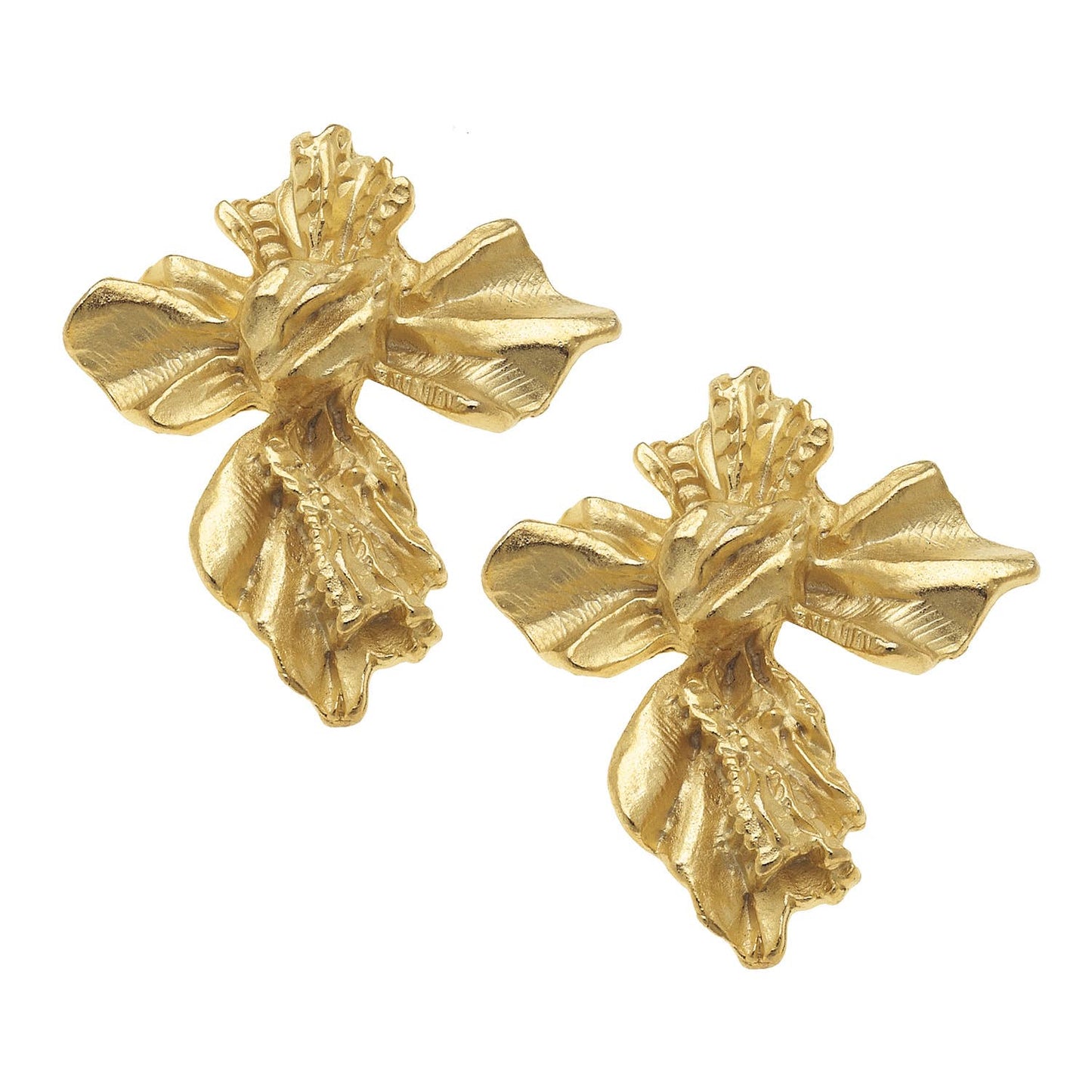 Gold Vintage French Cross Earrings