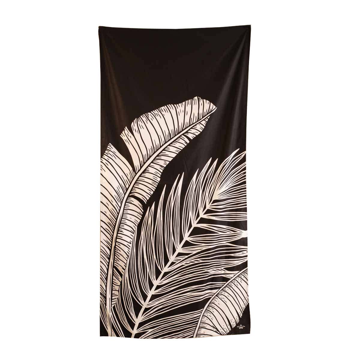 Delmare Palm Beach Towel   Black/White   34x70