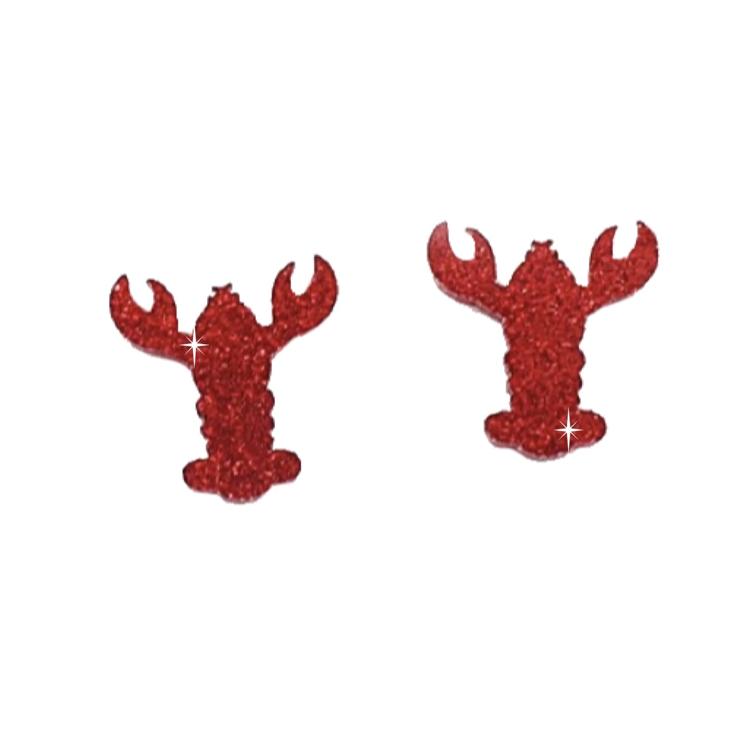 Mini Red Glitter Crawfish Stud Earrings