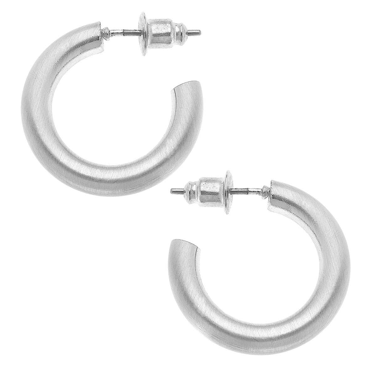 Célia Hoop Earrings in Satin Silver