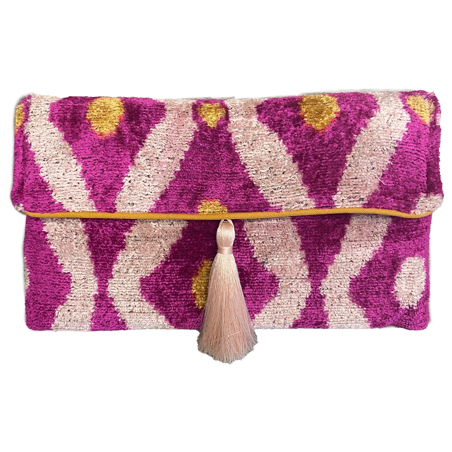 Ikat Assorted Velvet Clutch/Crossbody Bag: Wild Orchid