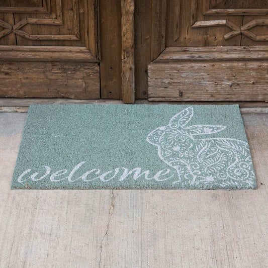 Welcome Floral Bunny Coir Doormat
