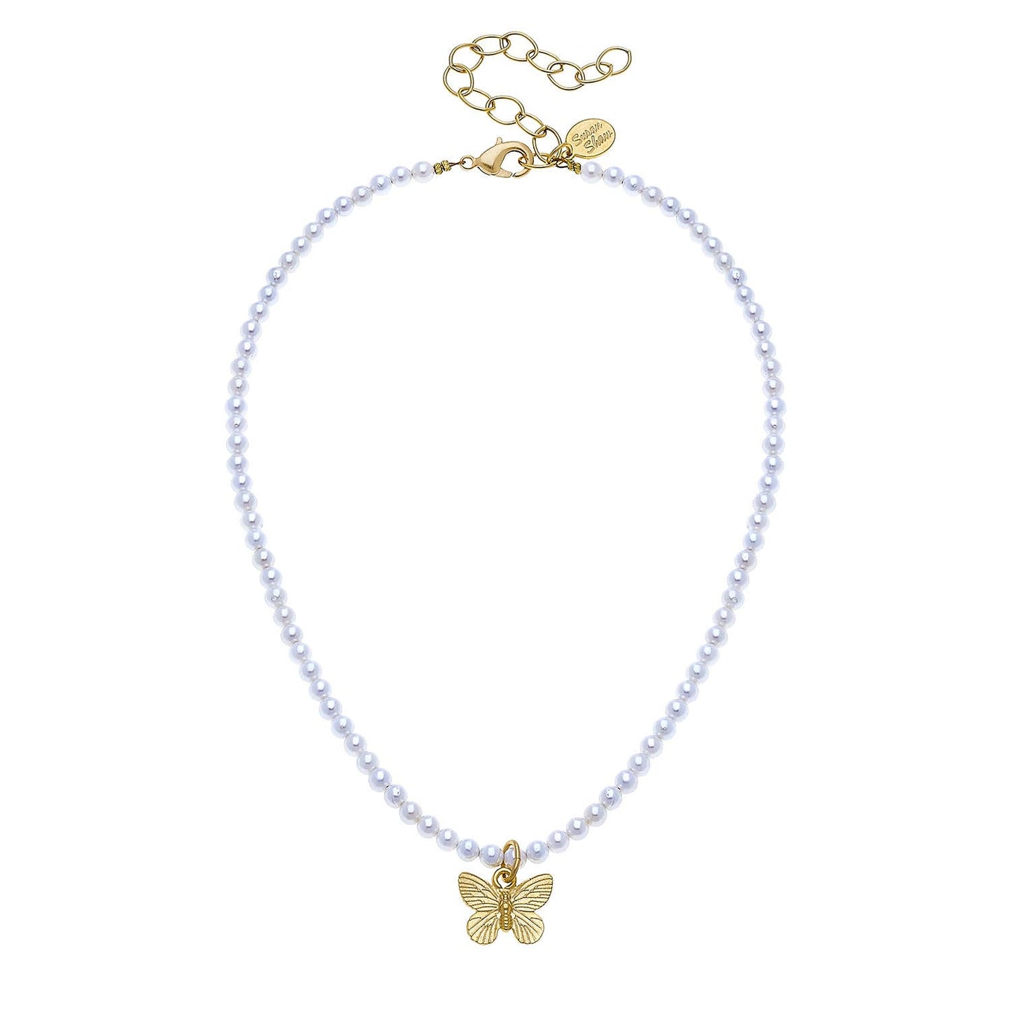 Gold Butterfly on Freshwater Pearl Necklace