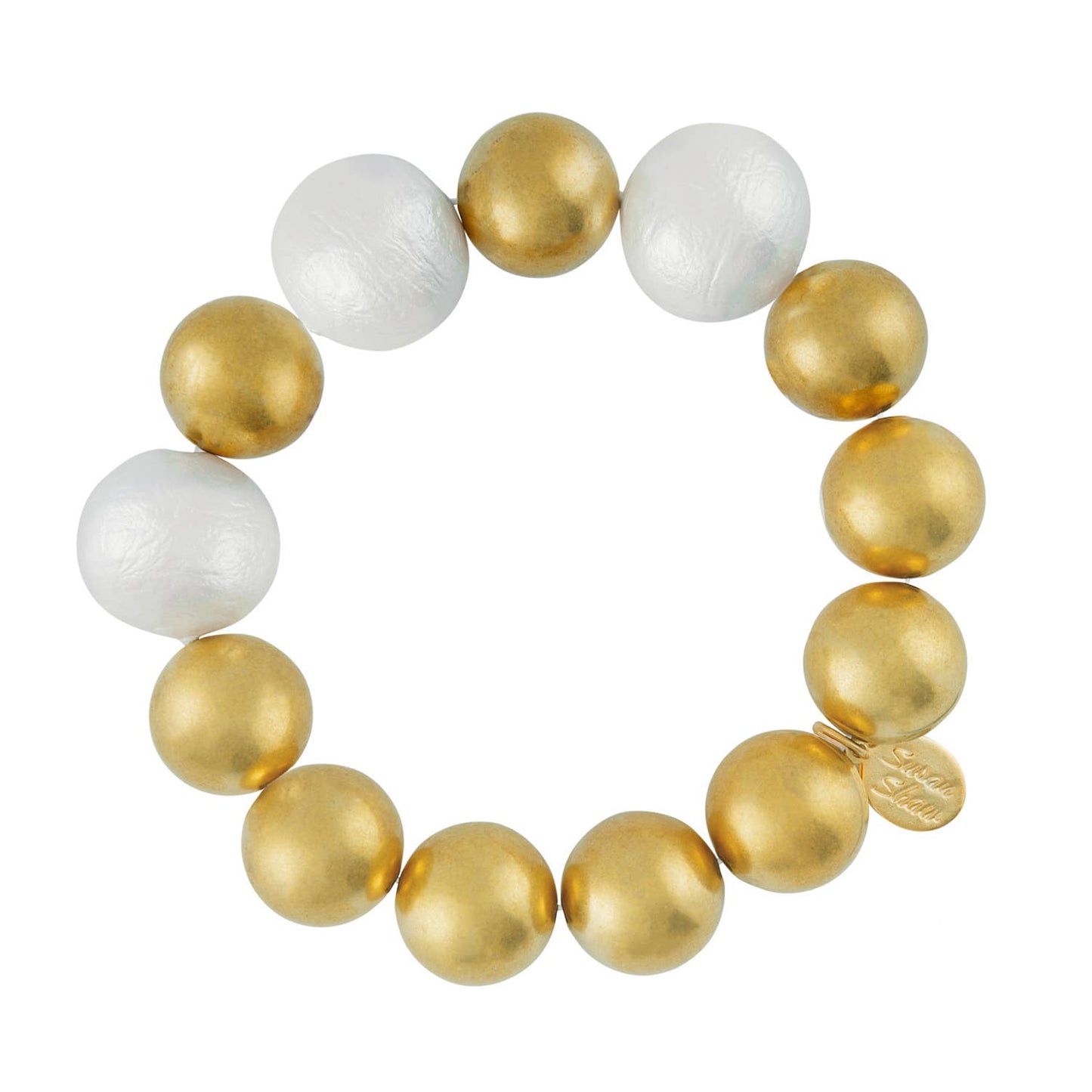 Gold Balls and Cotton Pearl Bracelet