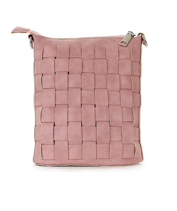 Deep Woven Shoulder Bag-Pink