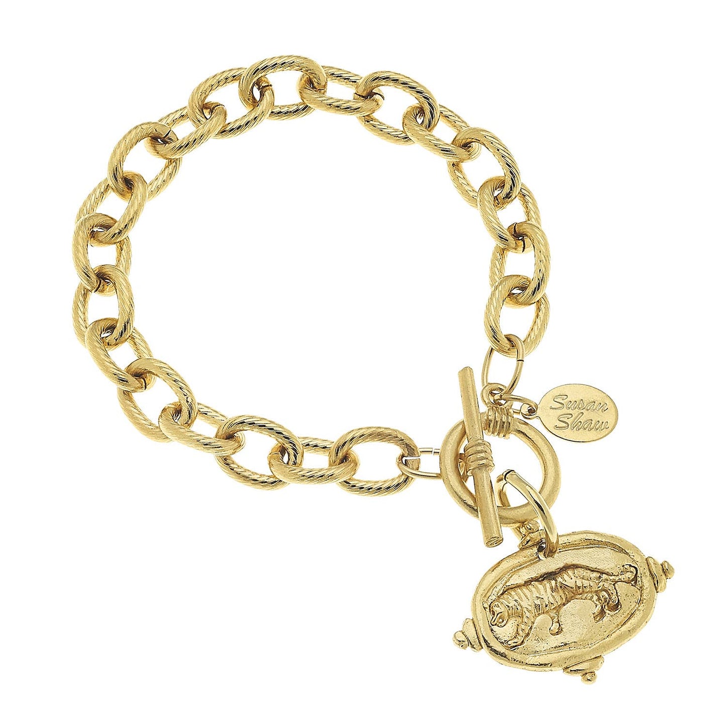 Gold Tiger Italian Intaglio Bracelet